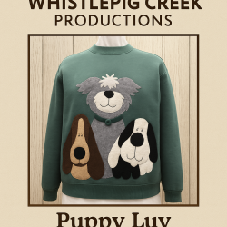 Puppy Luv Appliqué Pattern by Whistlepig Creek – Vintage Dog Sweatshirt Design #1099