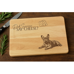 French Bulldog “Did Someone Say Cheese?” Bamboo Cutting Board | Mississippi-Made Gift