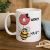 Donut Worry Bee Happy – 11 oz Ceramic Coffee Mug
