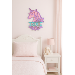 Personalized Unicorn Name Sign – Laser Cut Layered Wall Decor for Girls