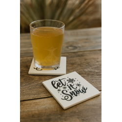Southern “Let It Snow” Ceramic Coaster Set – Christmas Tile Coasters with Cork – Set of 4