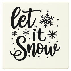 Southern “Let It Snow” Ceramic Coaster Set – Christmas Tile Coasters with Cork – Set of 4