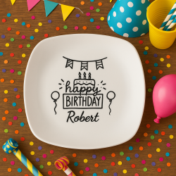 Personalized Happy Birthday Plate – Custom Engraved Porcelain – Laser Crafted in Mississippi