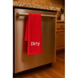 Embroidered “Clean / Dirty” Kitchen Towels – Dishwasher Handle Towel – 15"x24" – Multiple Colors
