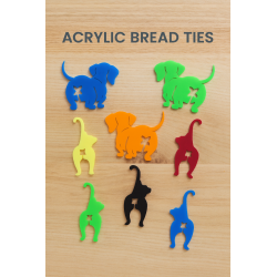 Reusable Acrylic Bread Ties – Dog or Cat – Handmade in Mississippi – Bright Colors