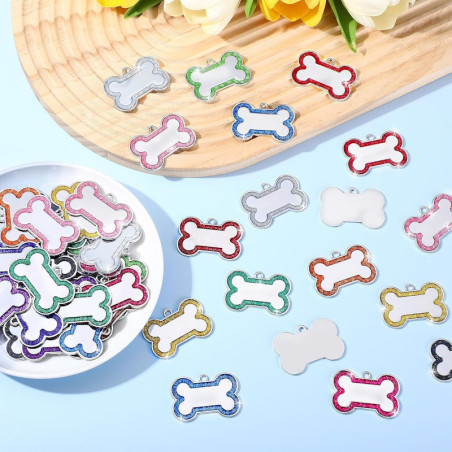 Personalized Glitter Bone Dog Tag | Custom Engraved Pet ID for Dogs & Cats