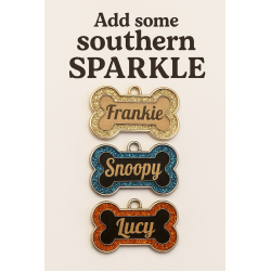 Personalized Glitter Bone Dog Tag | Custom Engraved Pet ID for Dogs & Cats