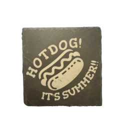 Hot Dog! It’s Summer – Laser Engraved Slate Coaster Set of 4 | Southern BBQ Gift