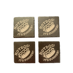 Hot Dog! It’s Summer – Laser Engraved Slate Coaster Set of 4 | Southern BBQ Gift