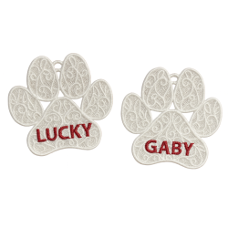 Personalized Free Standing Lace Paw Print Ornament – Custom Pet Name Christmas Tree Decoration