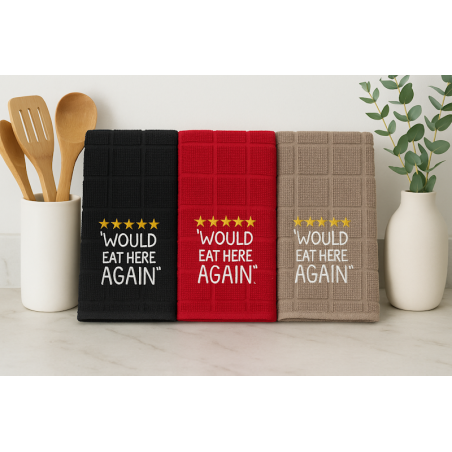 Would Eat Here Again” Embroidered Kitchen Towel – Funny Southern Dish Towel | Dawg Gone Gifts