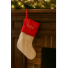 Personalized Embroidered Christmas Stocking | Burlap & Red Satin Holiday Stocking with Name