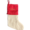 Personalized Embroidered Christmas Stocking | Burlap & Red Satin Holiday Stocking with Name