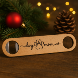 Dog Mom Laser-Engraved Wooden Bottle Opener | Rustic Southern Gift | Laser Craft of MS