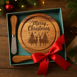 Merry Christmas Acacia Cheese Board Set – Southern Hostess Gift