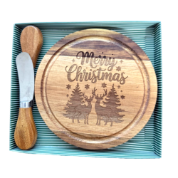 Merry Christmas Acacia Cheese Board Set – Southern Hostess Gift