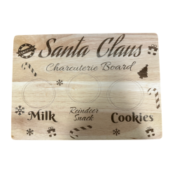 Santa Claus Charcuterie Board | Laser Engraved Christmas Eve Milk & Cookies Tray | Rubber Wood Cutting Board Gift