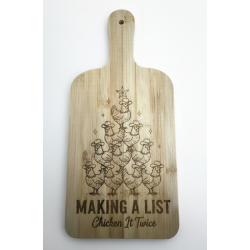 Funny Christmas Bamboo Cutting Board – Making A List, Chicken It Twice