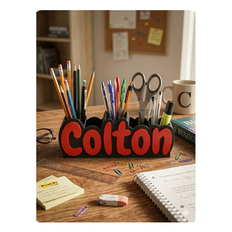 Custom Name Desk Organizer | Personalized 3D Printed Stationery Holder