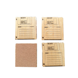 Retro Floppy Disk Wooden Coaster – Laser Engraved Sony MFD-2DD | Cork Backed