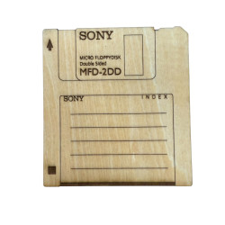 Retro Floppy Disk Wooden Coaster – Laser Engraved Sony MFD-2DD | Cork Backed