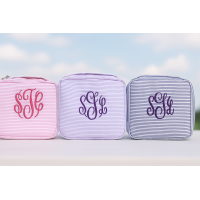 Personalized Monogrammed Seersucker Bible Cover – Embroidered Bible Case with Handle