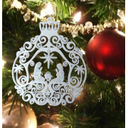 3D Printed White Nativity Christmas Ornament – Holy Family Design