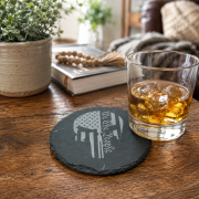 Laser Engraved Round Slate Coaster