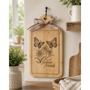 Forever Friends Butterfly & Wildflower Laser Engraved Bamboo Cutting Board