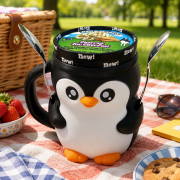 3D Printed Penguin Ice Cream Pint Holder with Spoon Holders