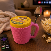 3D Printed Ice Cream Pint Holder with Handle and Spoon Holder