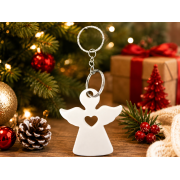 3D Printed White Christmas Angel Keychain