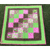 Handmade Pink, Green & Brown Patchwork Baby Quilt