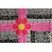 Handmade Black, White & Pink Floral Throw Quilt – 48" x 54" Handmade Black, White & Pink Floral Throw Quilt – 48" x 54"