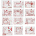 Set of 12 Redwork Sewing Machine Embroidered Quilt Blocks – 9.5" Squares Set of 12 Redwork Sewing Machine Embroidered Quilt Blocks – 9.5" Squares