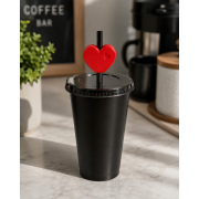 3D Printed Red Heart Straw Topper 3D Printed Red Heart Straw Topper