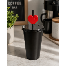 3D Printed Red Heart Straw Topper