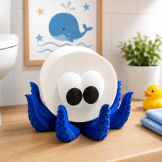 3D Printed Octopus Toilet Paper Holder – Cute Kids Bathroom Decor